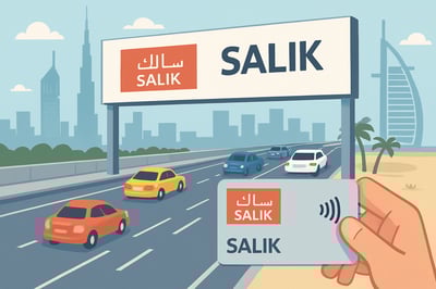 Dubai toll road and Salik payment illustration Dubai toll road and Salik payment illustration